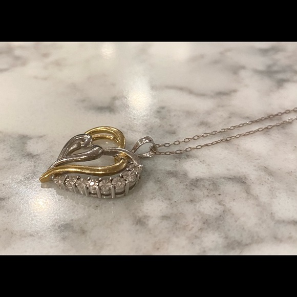 Authentic Diamond Gold & Sterling Silver Necklace - Picture 3 of 4